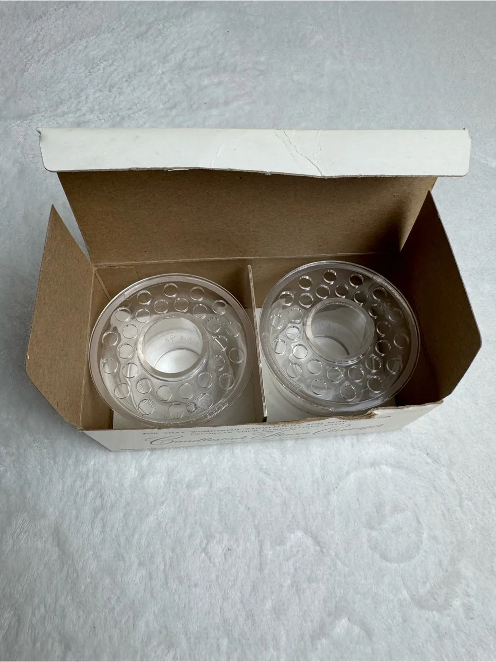 SET of 2 Vtg CANDLESTICK ARRANGER Clear Acrylic FLOWER FROG Candle Holders PAIR